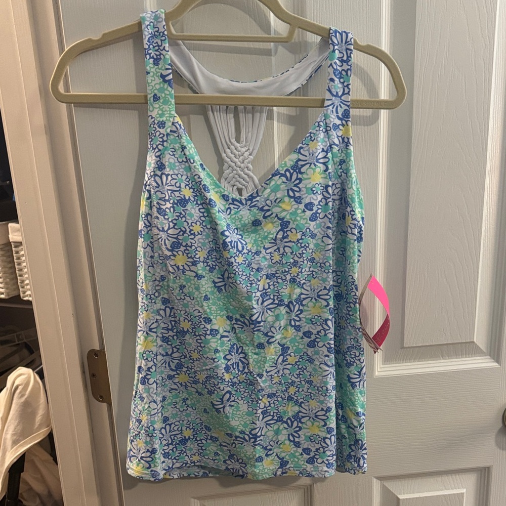 Lilly Pulitzer UPF 50+ Meryl Nylon Pilar Tank. Blue Haven Bianca’s Love.